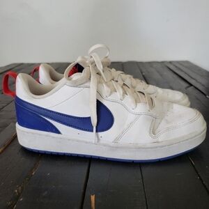Nike All Day Play White Blue Sneakers Shoes Youth 7 Court Borough Deep Royal